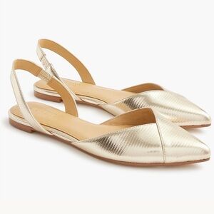 J. Crew Womens Metallic Gold Pointed Slingback Flats